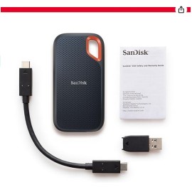 SanDisk 2 To Extreme Disque SSD portable, USB-C USB 3.2 Gén. 2, Disque SSD NVMe externe, jusqu'à 1050 Mo/s Résistance à la poussière et à l'eau classée IP65